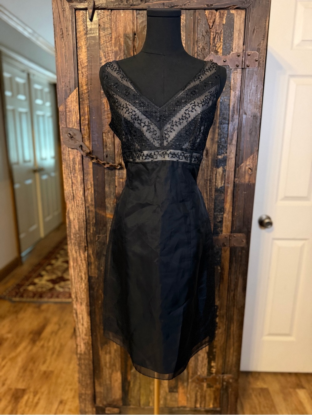 Ann Taylor Petites 8P Black Silk Dress NWT Embroidered Sequin Cocktail Formal